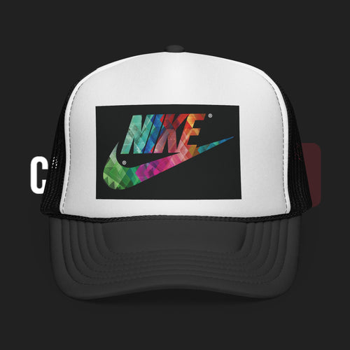 Tie-Dye Swoosh Trucker Cap — Colorful Nike-Inspired Mesh Hat