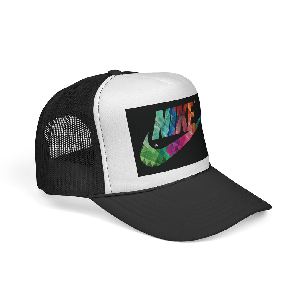 Tie-Dye Swoosh Trucker Cap — Colorful Nike-Inspired Mesh Hat