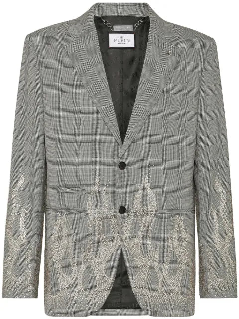 Philipp Plein rhinestone-flame embellished blazer