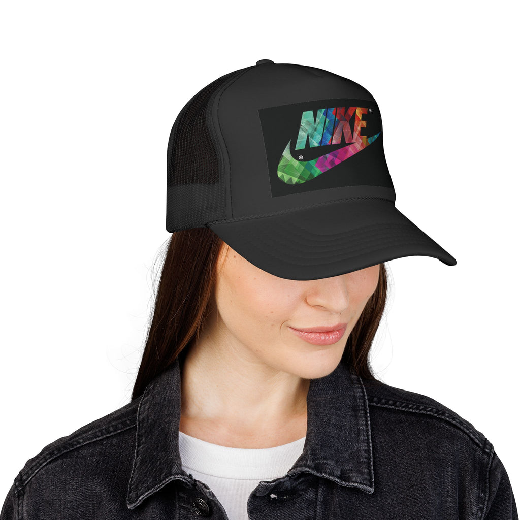 Tie-Dye Swoosh Trucker Cap — Colorful Nike-Inspired Mesh Hat
