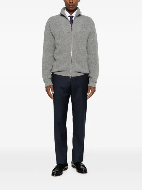 Canali ribbed zip-up cardigan