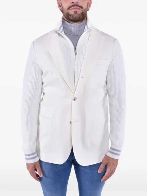 Eleventy ribbed-knit sleeves three-button blazer