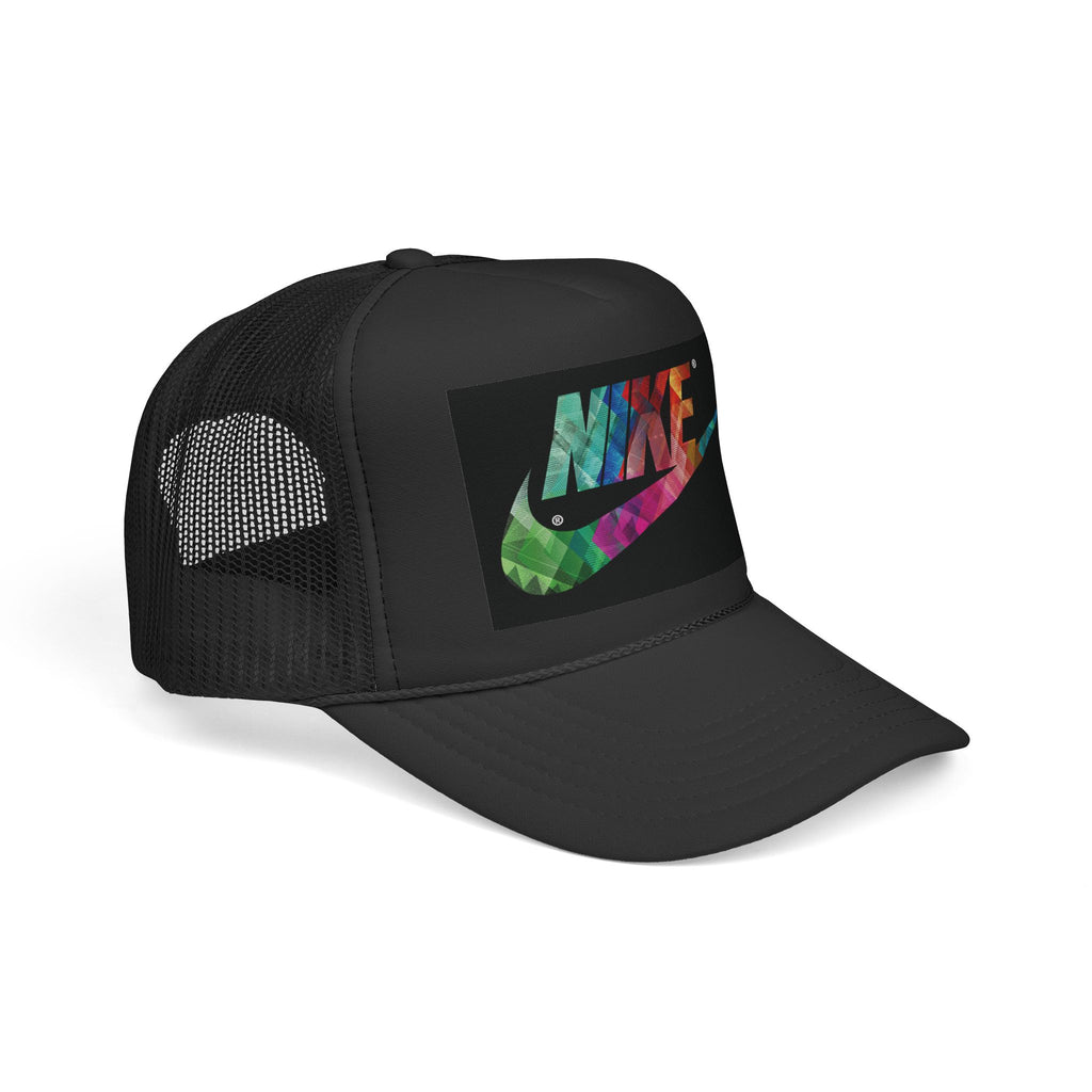 Tie-Dye Swoosh Trucker Cap — Colorful Nike-Inspired Mesh Hat