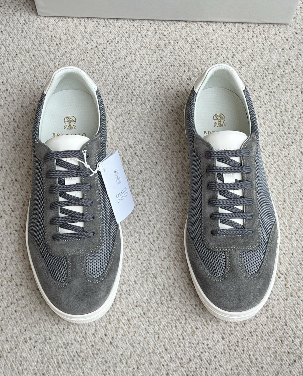 Brunello Cucinelli Men's Low-Top Lace-Up Sneakers - White Rubber Sole